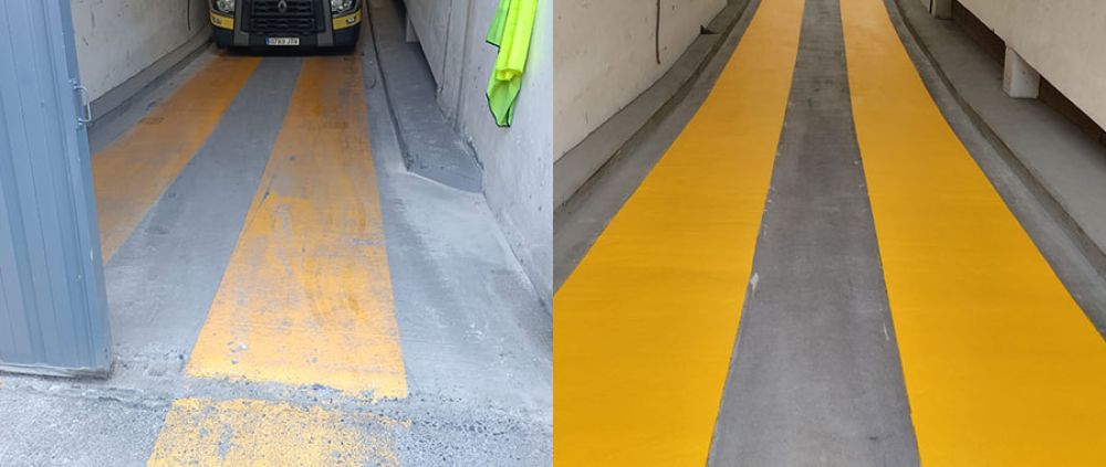 Pintado bandas antideslizantes en Llodio (Álava)