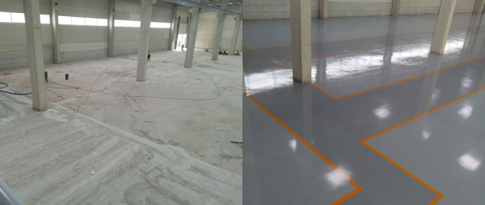 Reparación y pintado del pavimento conductivo/disipativo en sala blanca con poliuretano en Gipuzkoa
