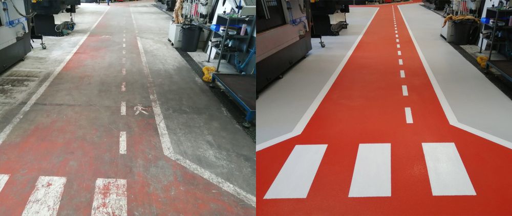 Reparación y pintado del suelo de resina epoxi en Navarra
