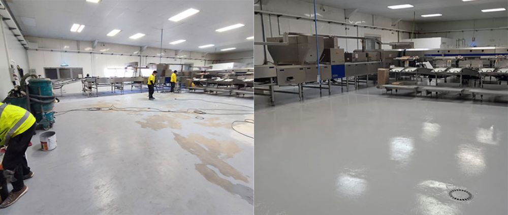 Reparación y pintado de pavimento agroalimentario con resina epoxi en Navarra
