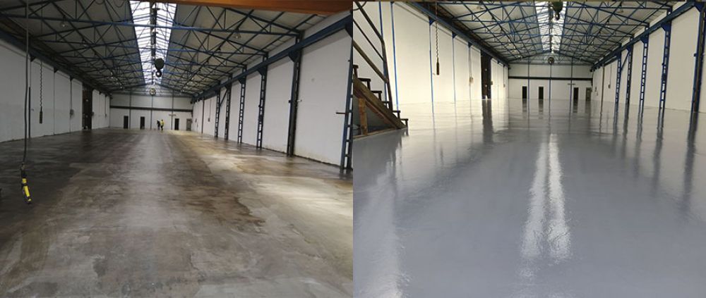 Pintado de suelo de hormigón con resina de poliuretano en Leitza (Navarra)