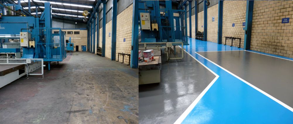 Reparación de suelo y pintado de pavimento para taller mecanizado en Gipuzkoa